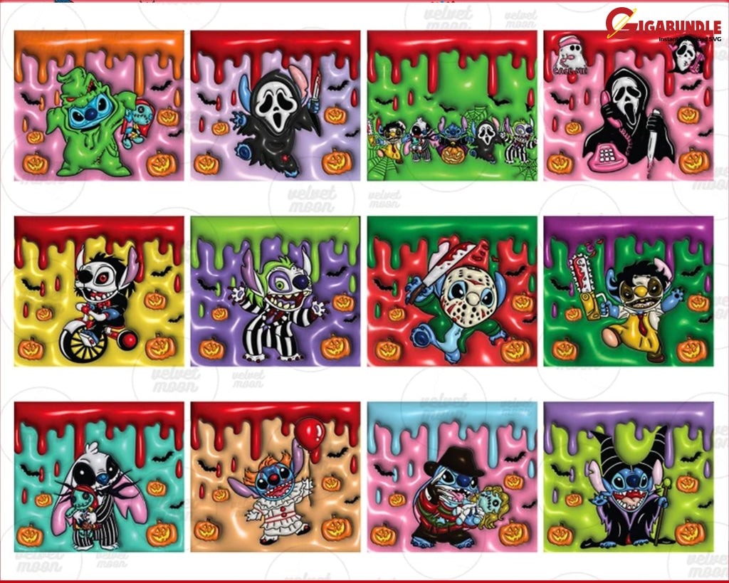 10+ Inflated Halloween Stitchtumbler Design Spooky Cartoon 20 Oz Tumbler Bubble 20Oz Skinny