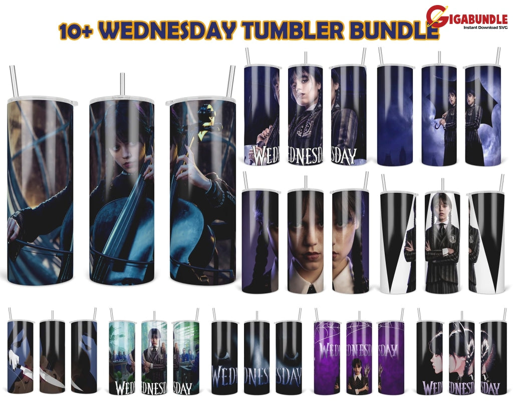 10+ New Addams Family 20Oz Tumbler Sublimation Design Wednesday Wrap Nevermore Academy Goth Horror
