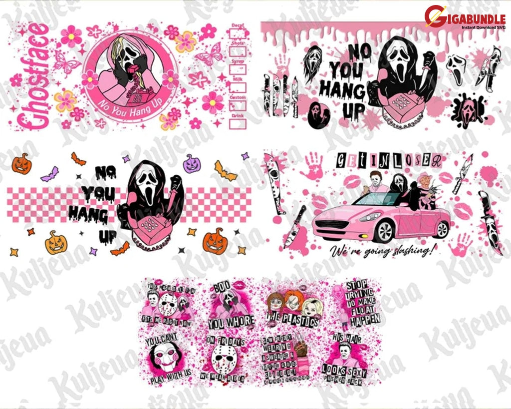 10+ Pink Halloween Movie Coffee 16Oz Wrap No You Hang Up Libbey Glass Can