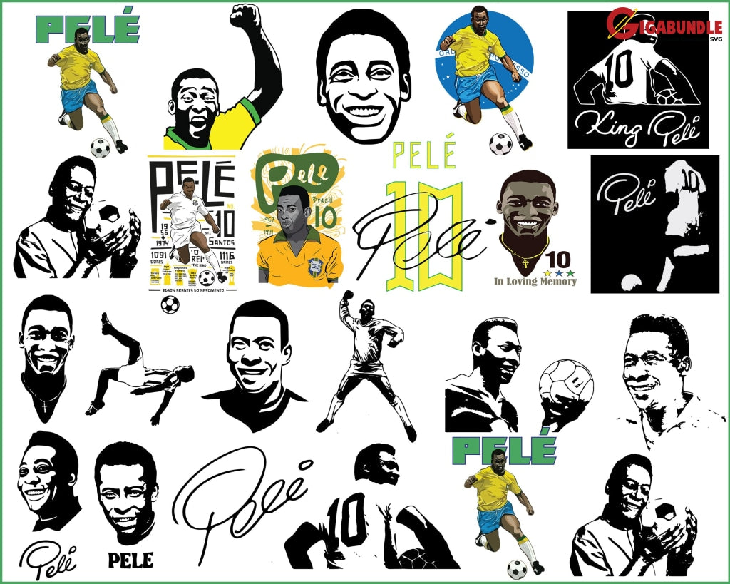 100+ Pele Svg Silhouette Svg Digital Print Instant Download Soccer Lovers Brazilian Footballer