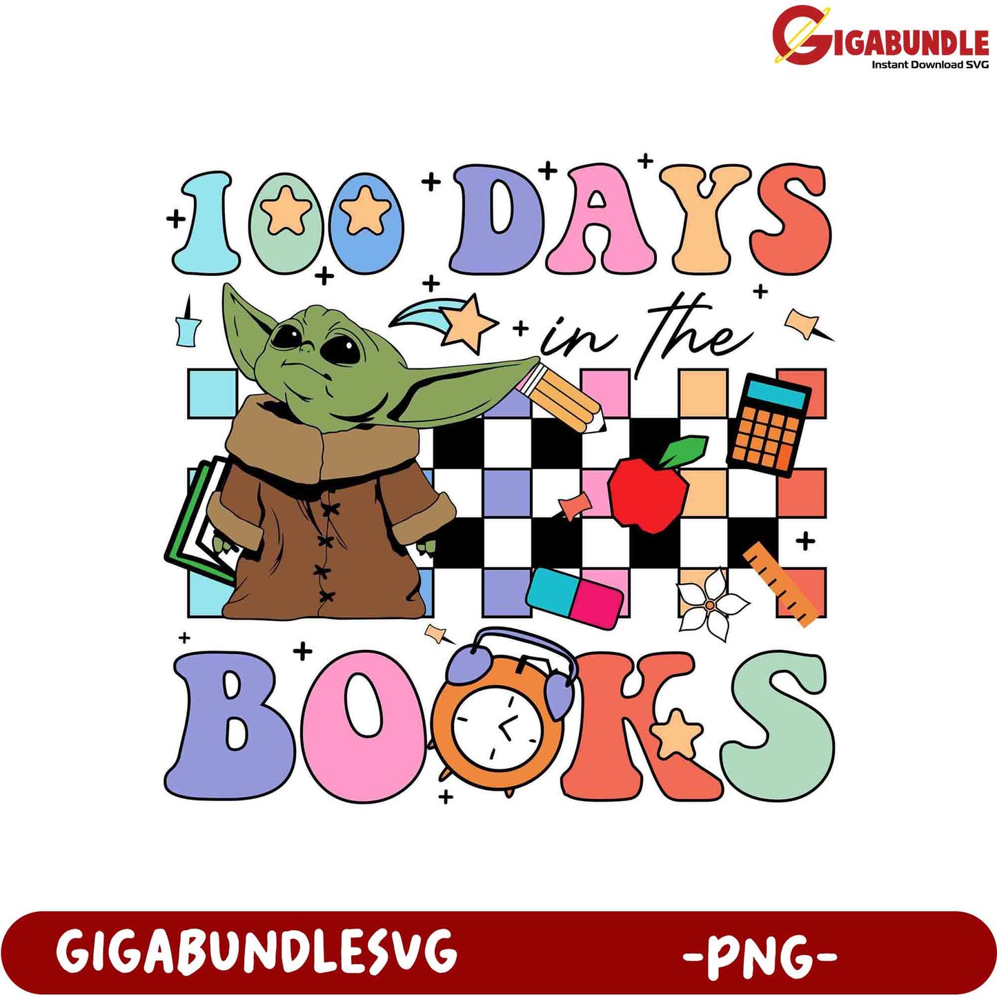 100 Days in the Books PNG Cute Character Design Art