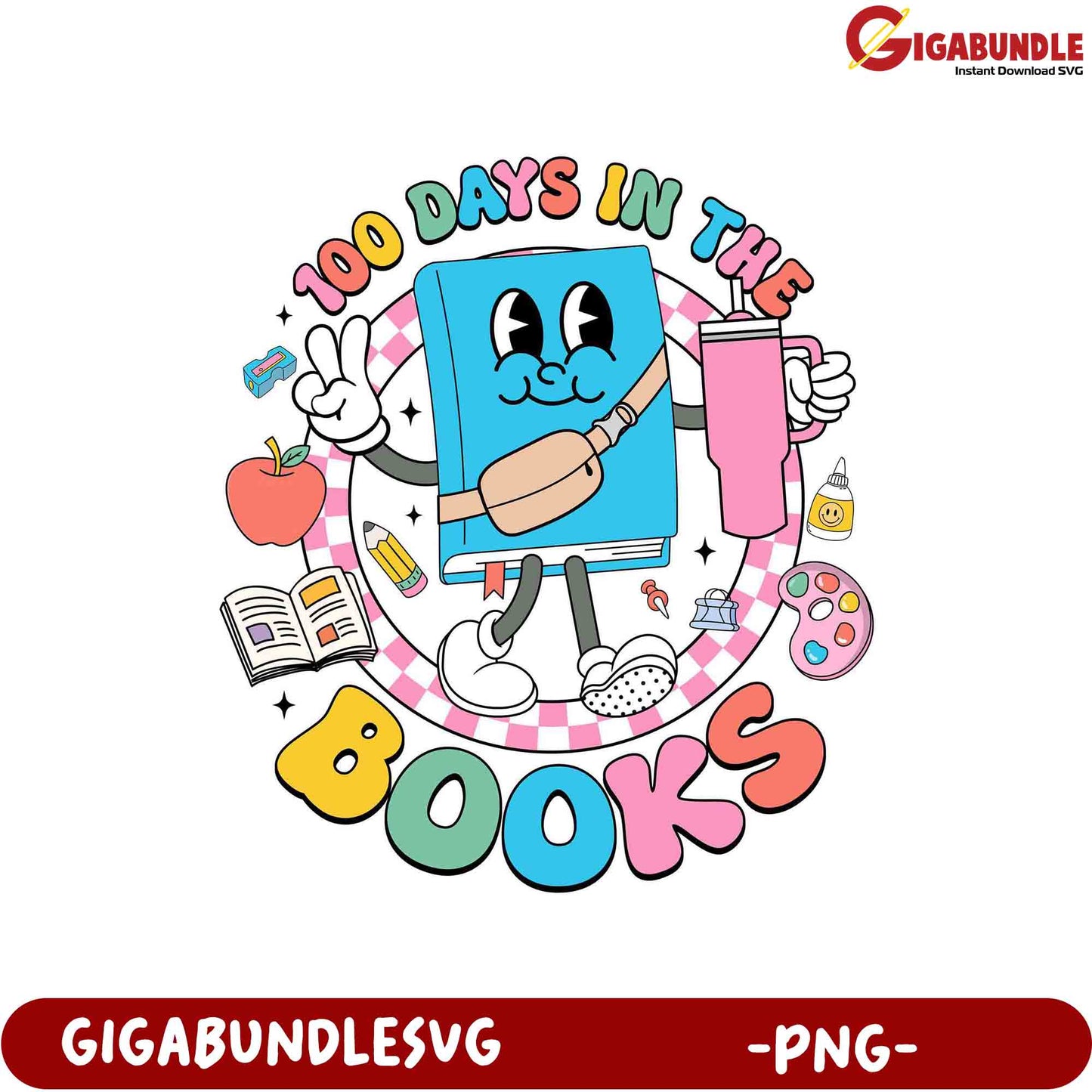 100 Days in the Books PNG Design for Fun Learning