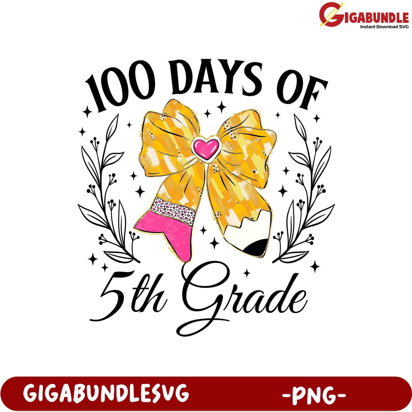 100 Days of 5th Grade Celebration PNG Art Design