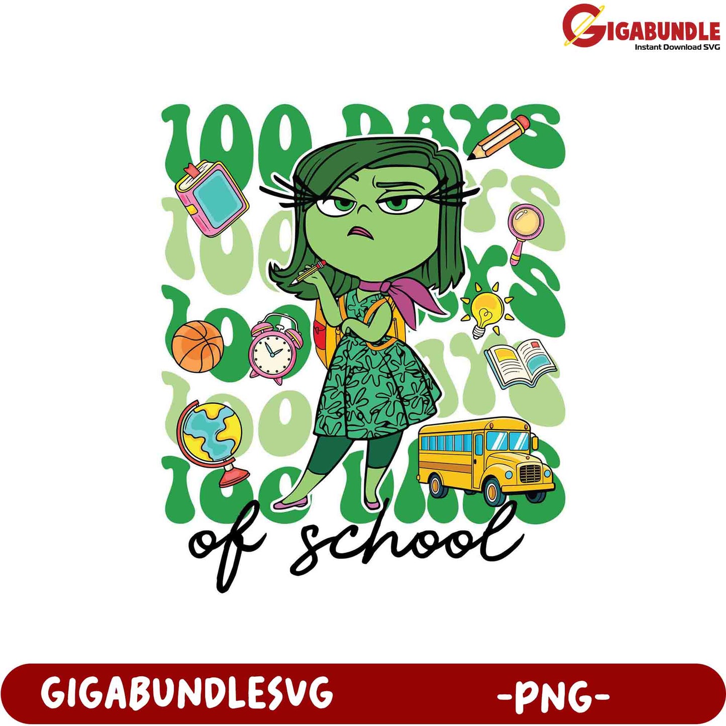 100 Days of School Fun - Cute PNG for Kids' Projects
