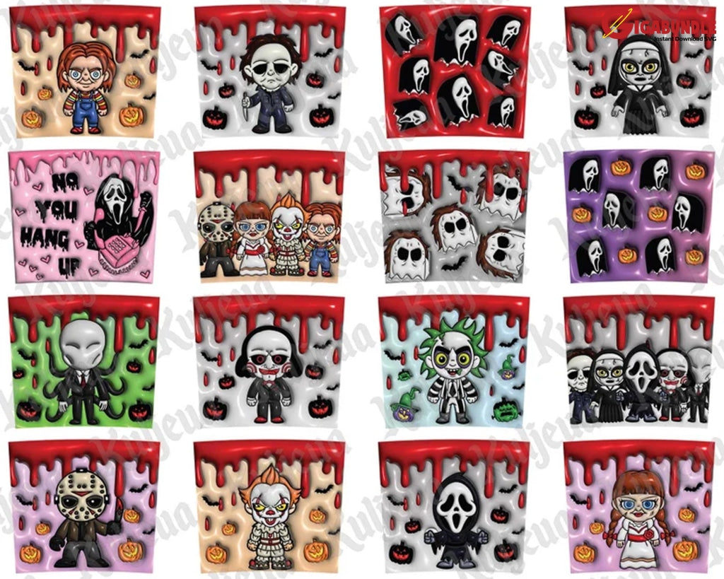 15+ Files 3D Inflated Horror Tumbler Wrap Png Bundle Killers Designs Movies Tumble Instant Digital