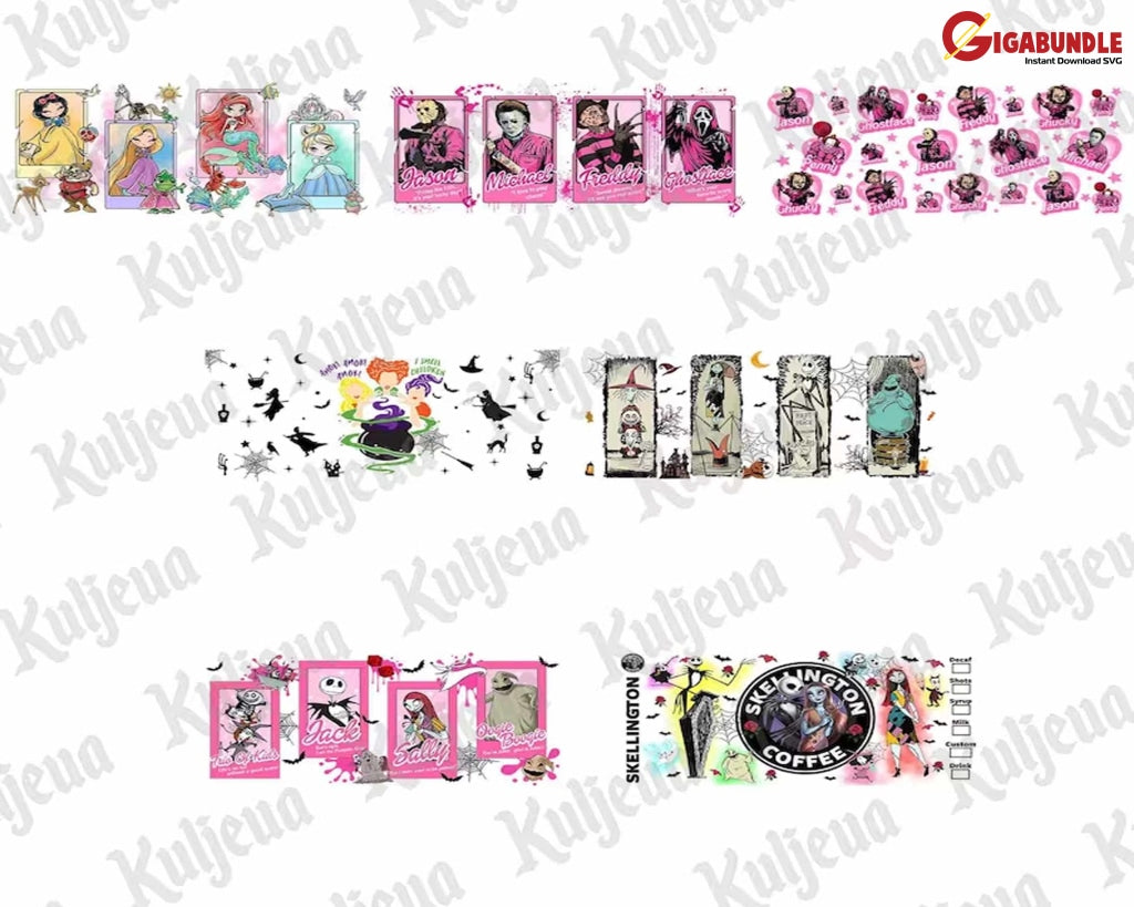 15+ Halloween Princess Glass Can Design Png Bundle Trick Or Treat 16Oz Libbey