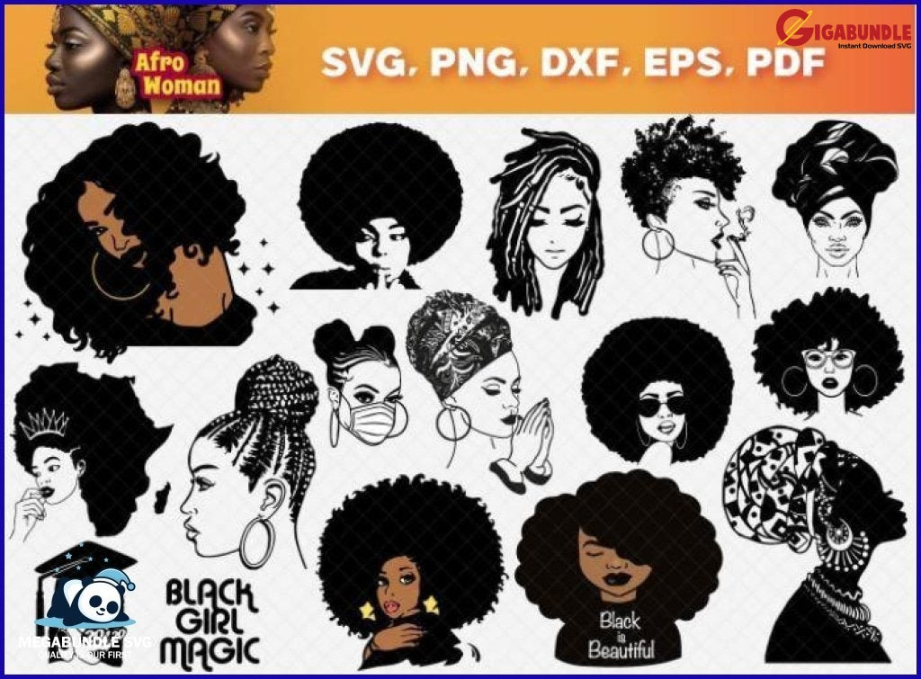 100+ Afrowoman Bundle Svg Png Dxf Eps