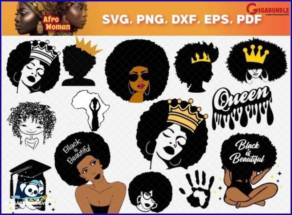 100+ Afrowoman Bundle Svg Png Dxf Eps