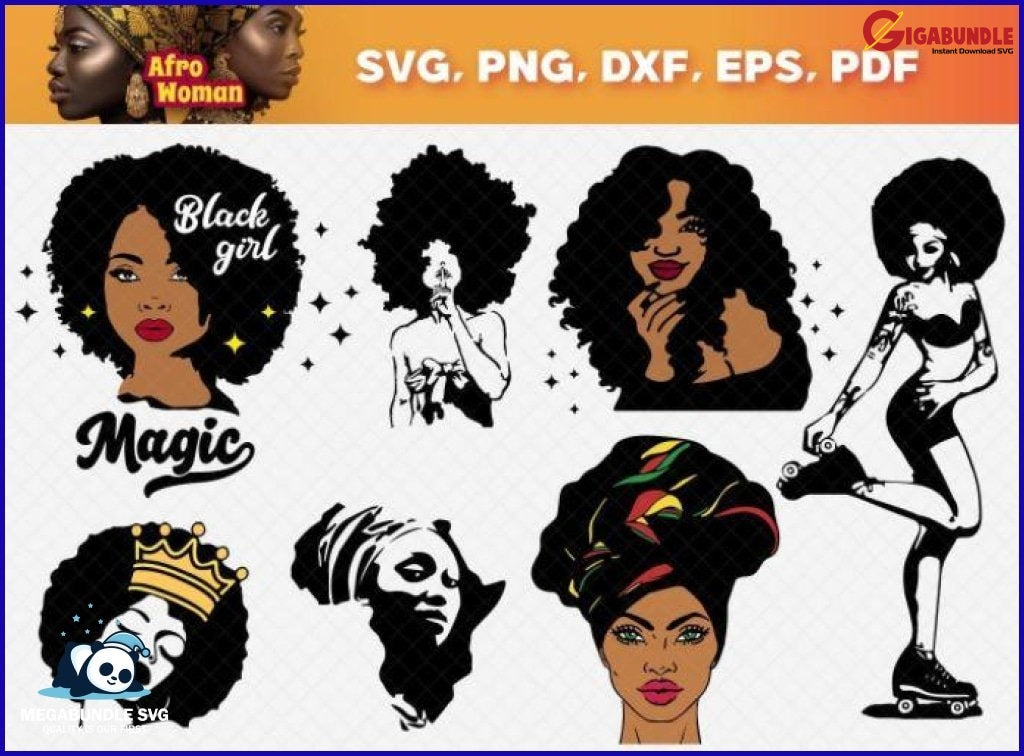 100+ Afrowoman Bundle Svg Png Dxf Eps