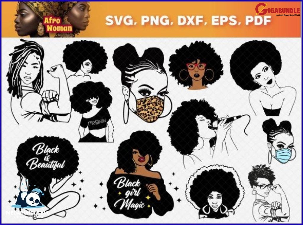 100+ Afrowoman Bundle Svg Png Dxf Eps