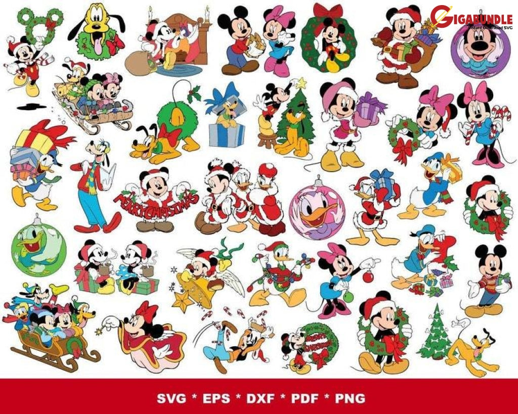 1500+ Disney Christmas Svg Bundle Winter Svg Santa Holiday Merry Funny Shirt Cut File Cricut