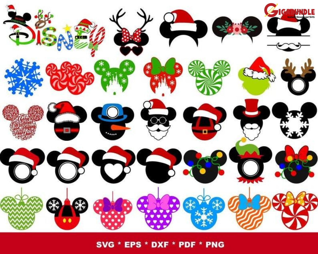 1500+ Disney Christmas Svg Bundle Winter Svg Santa Holiday Merry Funny Shirt Cut File Cricut