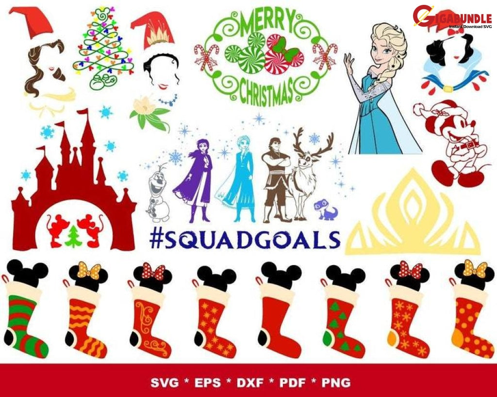 1500+ Disney Christmas Svg Bundle Winter Svg Santa Holiday Merry Funny Shirt Cut File Cricut