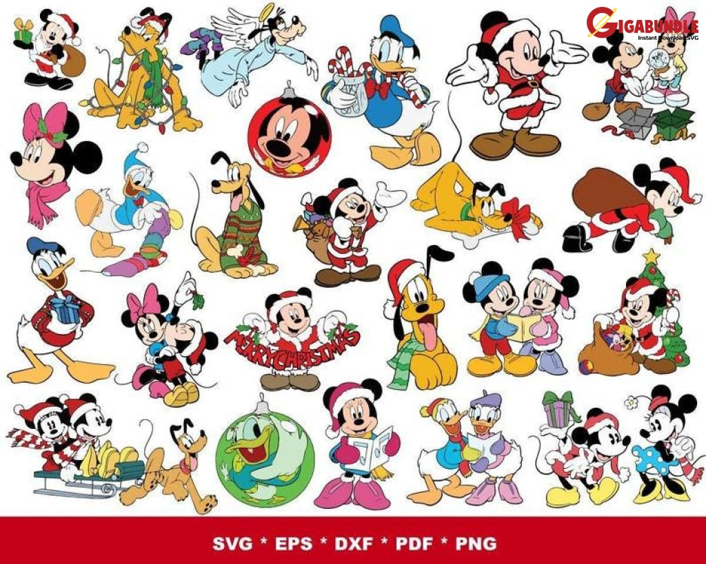 1500+ Disney Christmas Svg Bundle Winter Svg Santa Holiday Merry Funny Shirt Cut File Cricut