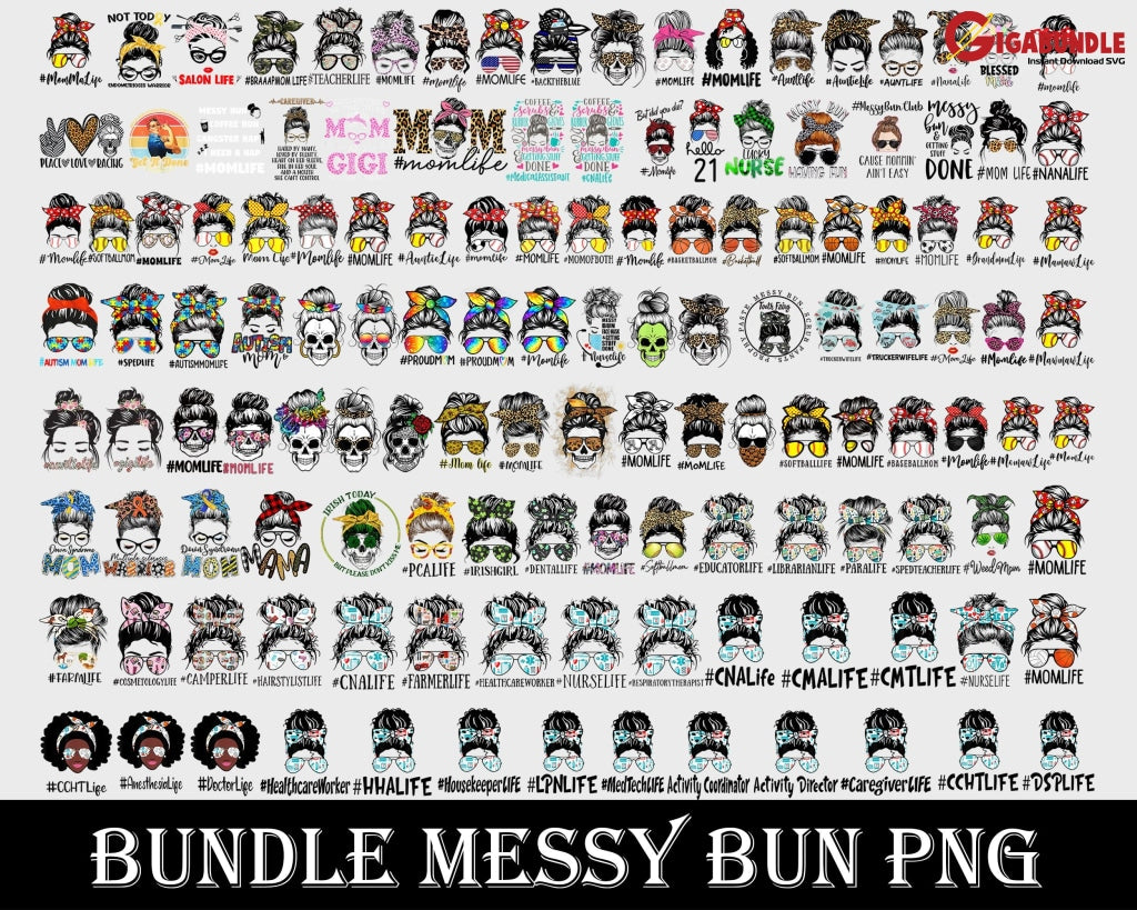 160+ Messy Bun Bundle Png Files
