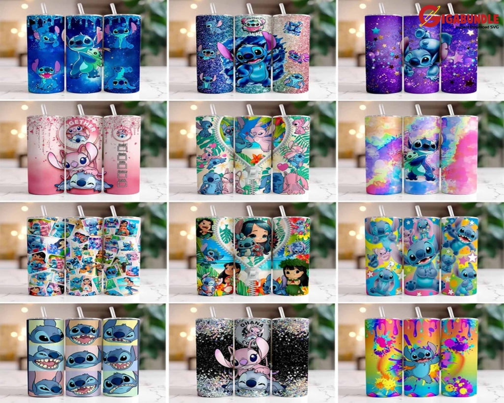 20+ Stitch Tumbler Wrap Bundle For 20 Oz Skinny Png