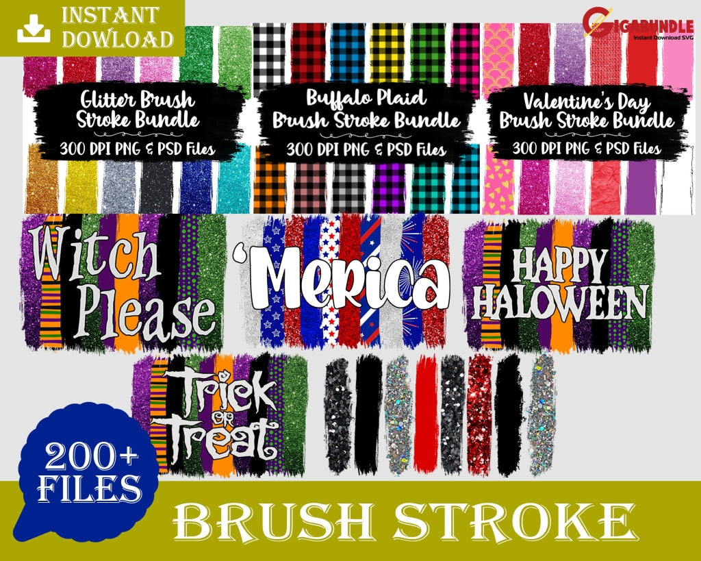 200+ Brush Stroke Bundle Svg Png Dxf Eps
