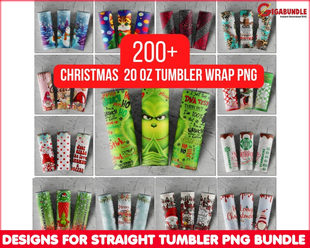 The Grinch Christmas full wrap 20oz Skinny Tumbler Design