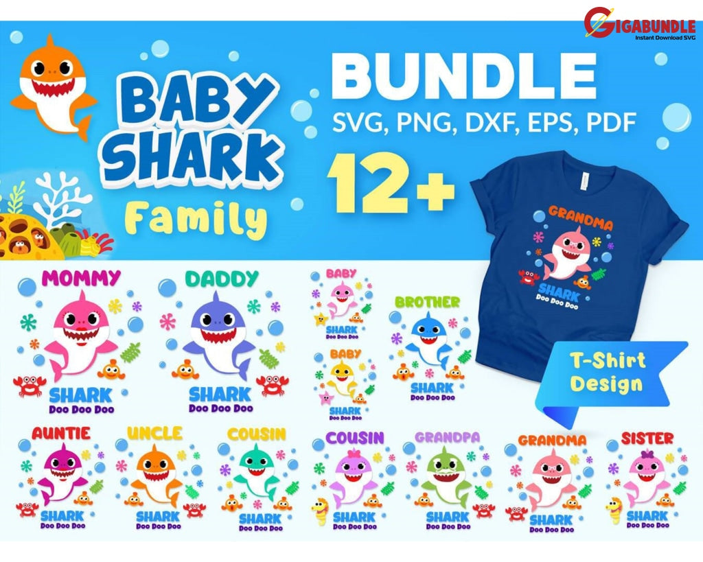 2000+ Baby Shark Bundle Svg Png Dxf Eps
