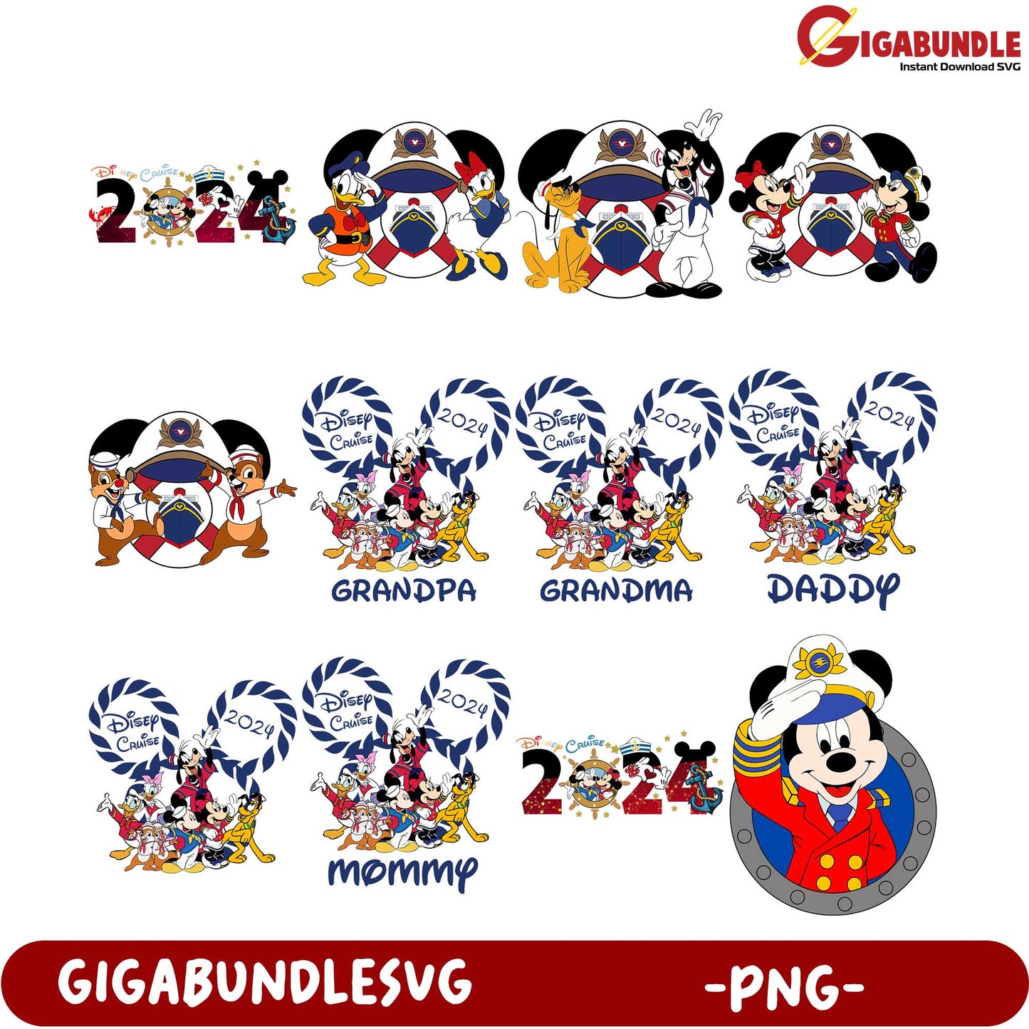 2024 Disney Cruise PNG Bundle – Family Characters & Designs