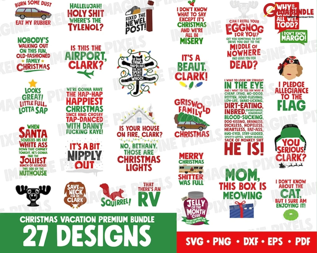 27+ Christmas Vacation Premioum Svg Bundle Winter Svg Santa Holiday Merry Funny Shirt Cut File
