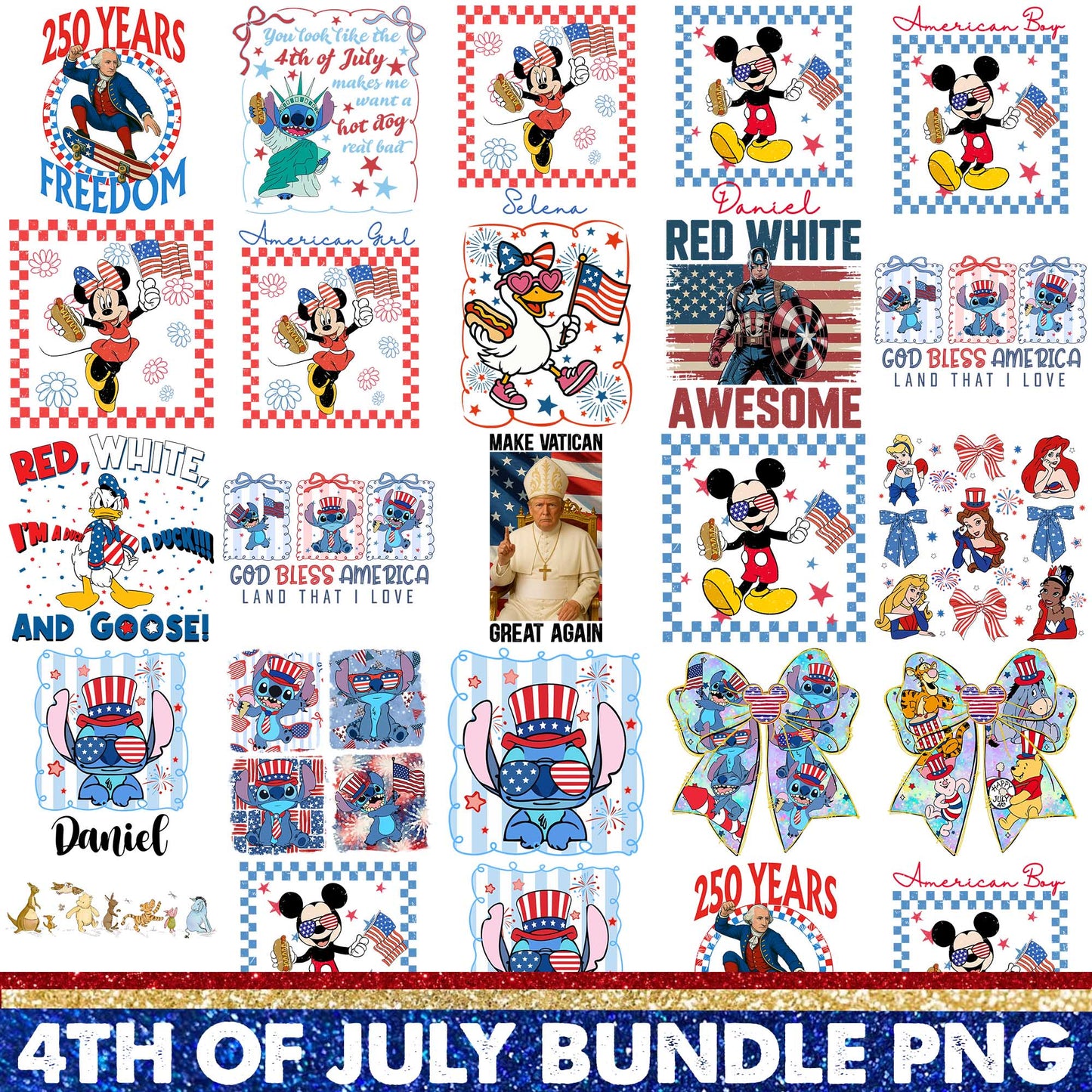 Disney 4th Of July Png Bundle
