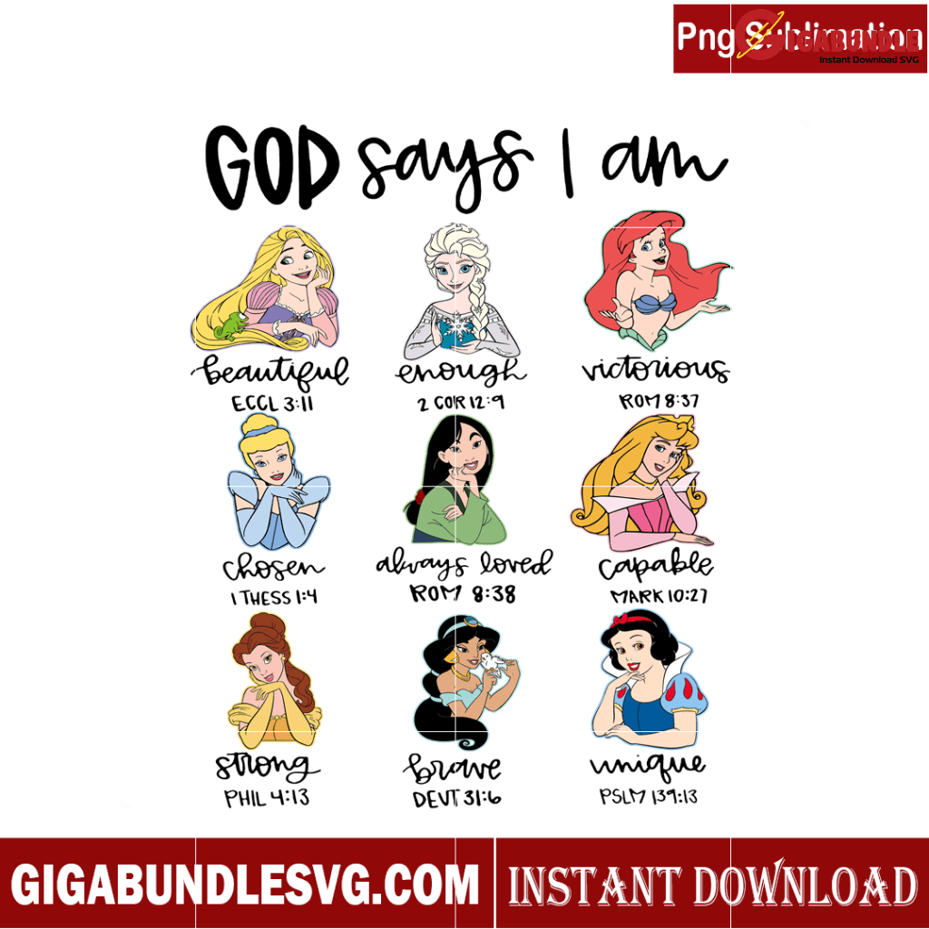 God Says I Am Beautiful Disney Princess PNG