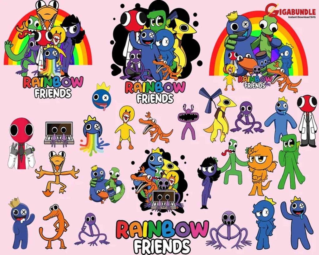Rainbow Friends Clipart PNG Bundle Blue PNG Bundle Rainbow 