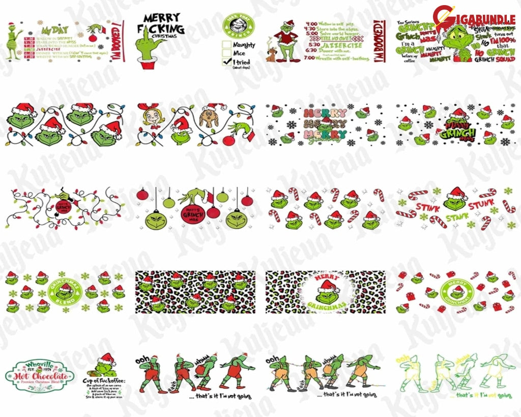 35+ Christmas Green Monster Libbey Glass Can Wrap Png Bundle