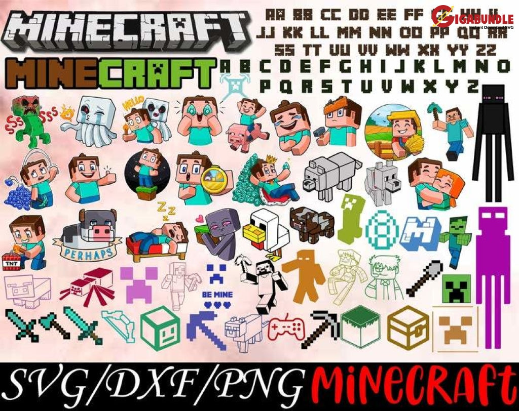 350+ Minecraft Bundle Svg Png Dxf Eps