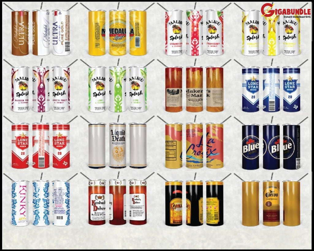 350+ New Drink Design Coming In Two Shapes: Skinny & Straight Bundle Png Digital Download Template