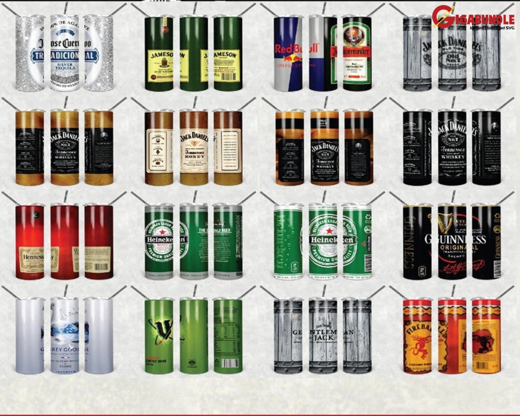 350+ New Drink Design Coming In Two Shapes: Skinny & Straight Bundle Png Digital Download Template