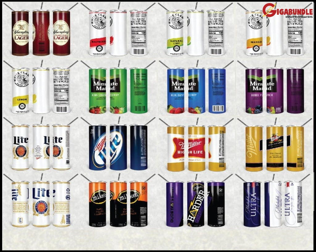 350+ New Drink Design Coming In Two Shapes: Skinny & Straight Bundle Png Digital Download Template