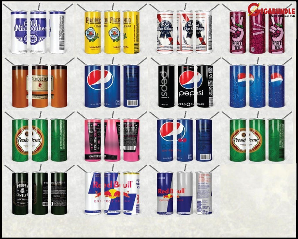 350+ New Drink Design Coming In Two Shapes: Skinny & Straight Bundle Png Digital Download Template