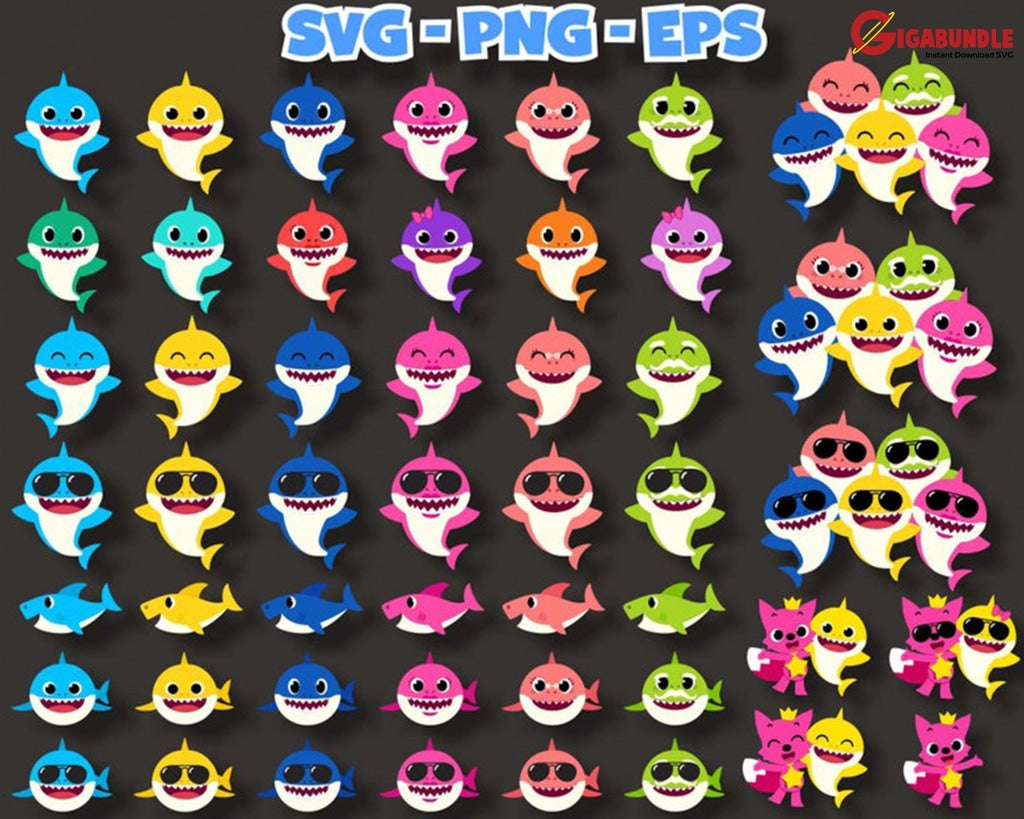 380+ Baby Shark Bundle Svg Png Dxf Eps