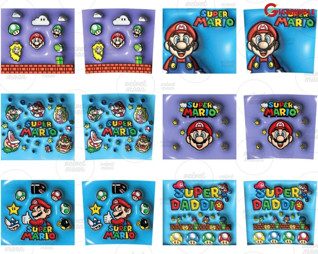 3D Inflated Super Cartoon Skinny Tumbler 20Oz Design Funny Movie Sublimation Wraps Wrap Png Digital