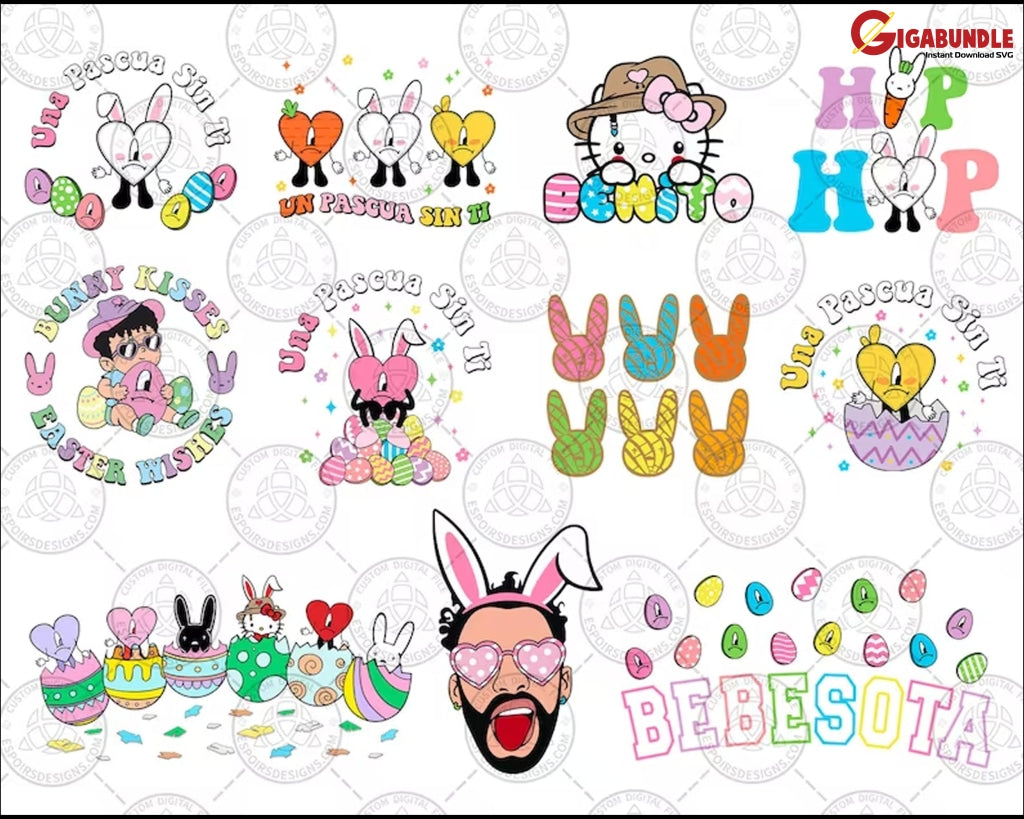 25+ Easter Day Bad Bunny Png Bundle Svg Benito Egg Un Pascua Sin Ti Instant Download