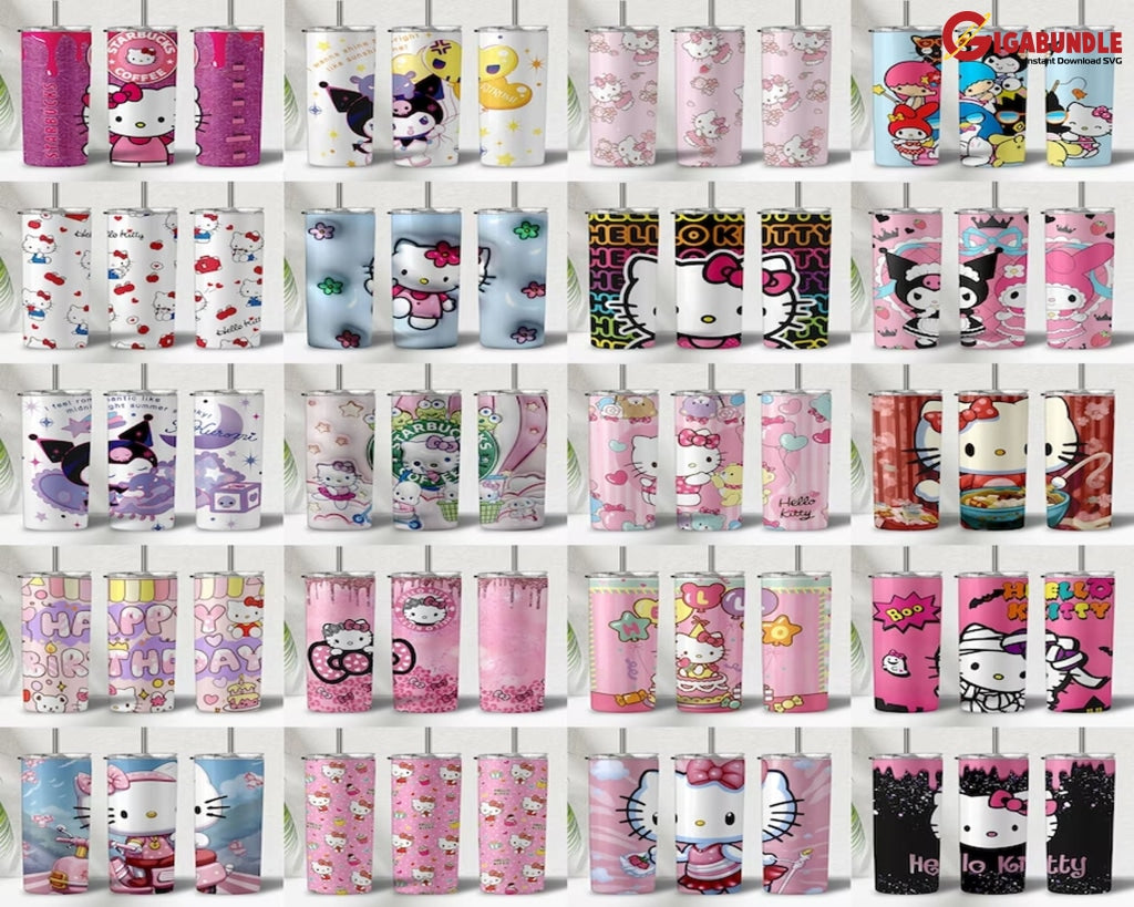 40+ Kitty Coffee Tumbler Bundle Spring Flower Pink Cat Png
