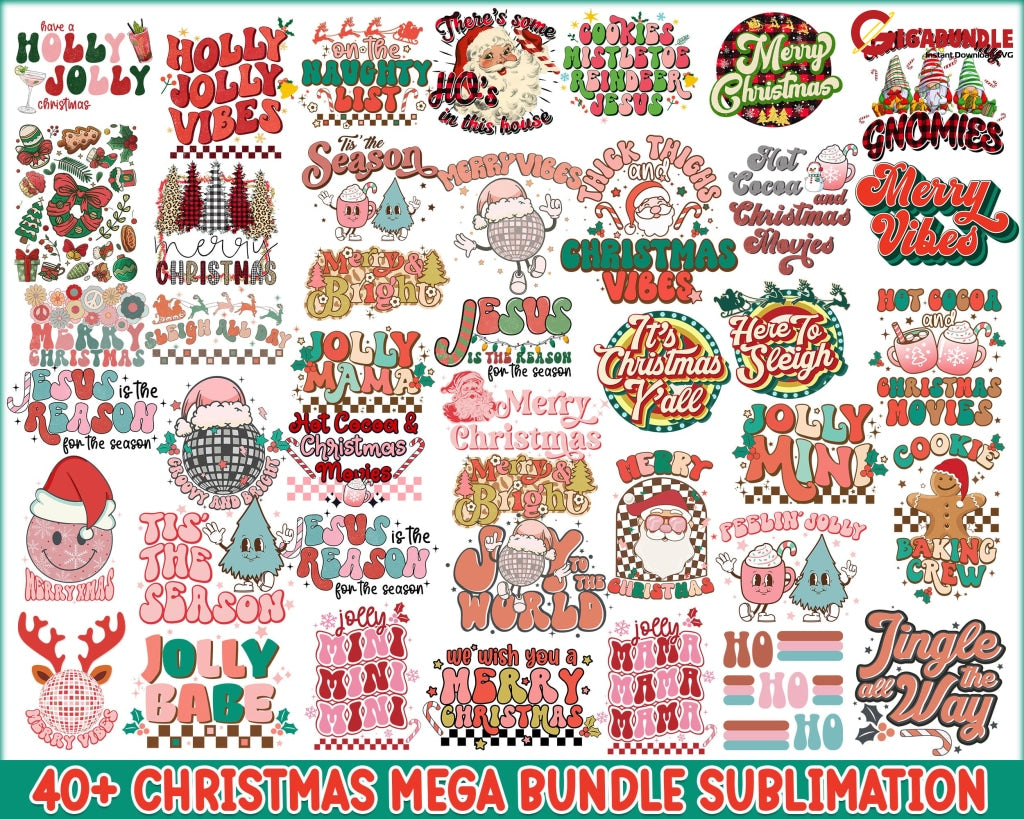 Retro Christmas PNG, Christmas Stickers
