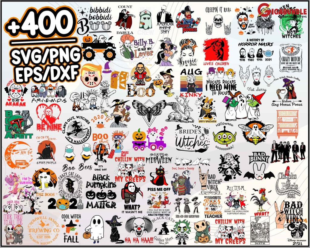 400+ Halloween Svg Bundle Fall Svg Autumn Ghost Witch Svg Pumpkin Quotes Cut File Cricut Silhouette