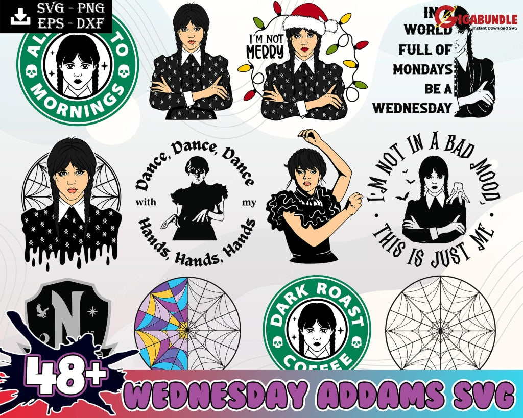 Wednesday Addams PNG Bundle - Netflix series bundle PNG - Wednesday Ad –  Zerosvg