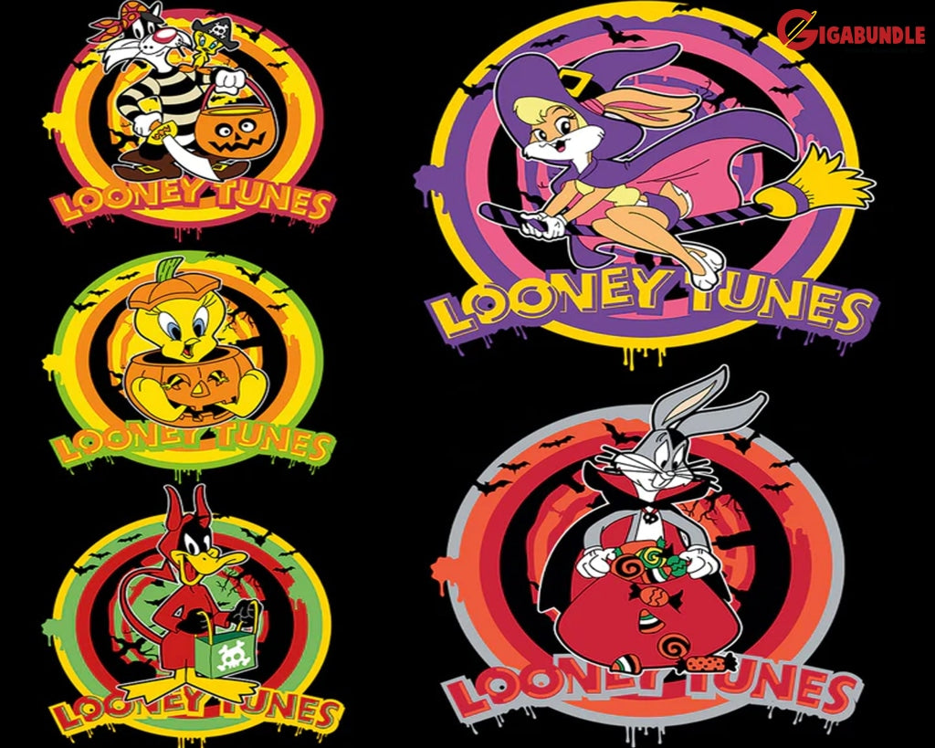 5 Halloween Cartoon Designs Bundle Png Ai