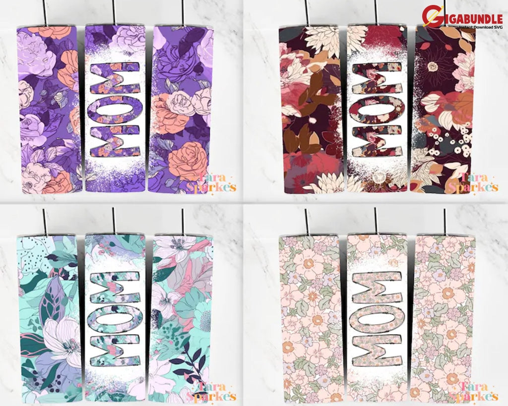 50 + Mama Bleach Tumbler Bundle 20 Oz Skinny Sublimation Design Floral Digital Download Straight &