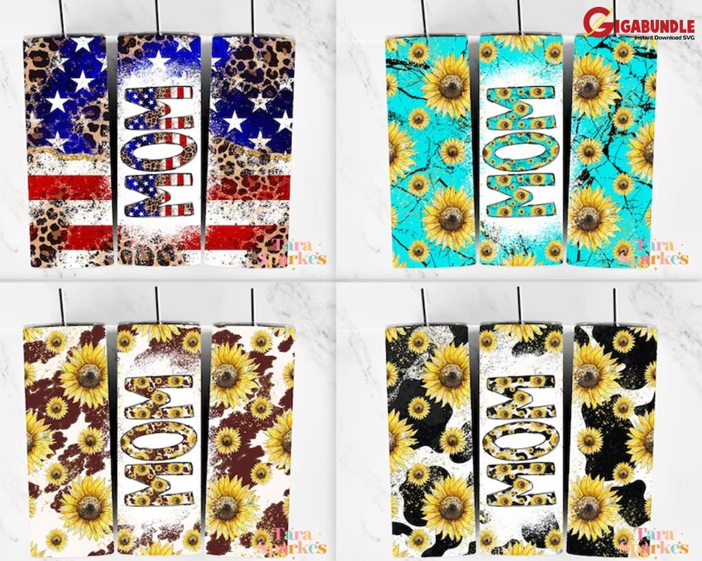 50 + Mama Bleach Tumbler Bundle 20 Oz Skinny Sublimation Design Floral Digital Download Straight &