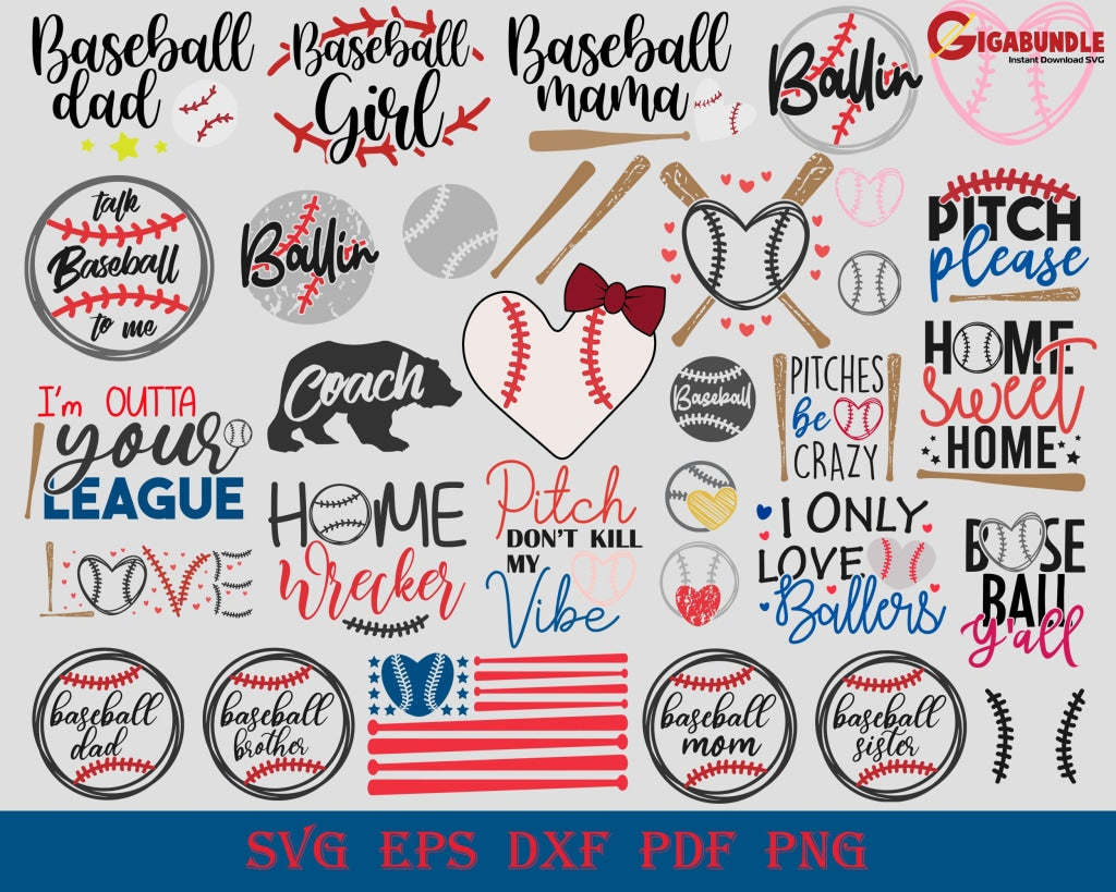 52+ Baseball Bundle Svg Png Dxf Eps