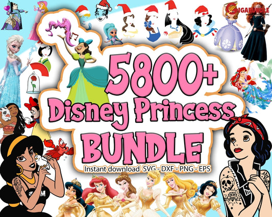 5800+ Disney Princess Bundle Svg Png Dxf Eps