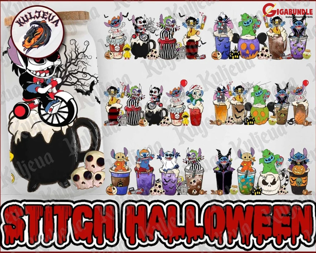6 Horror Movie Halloween Glass Can Design Bundle Instant Download