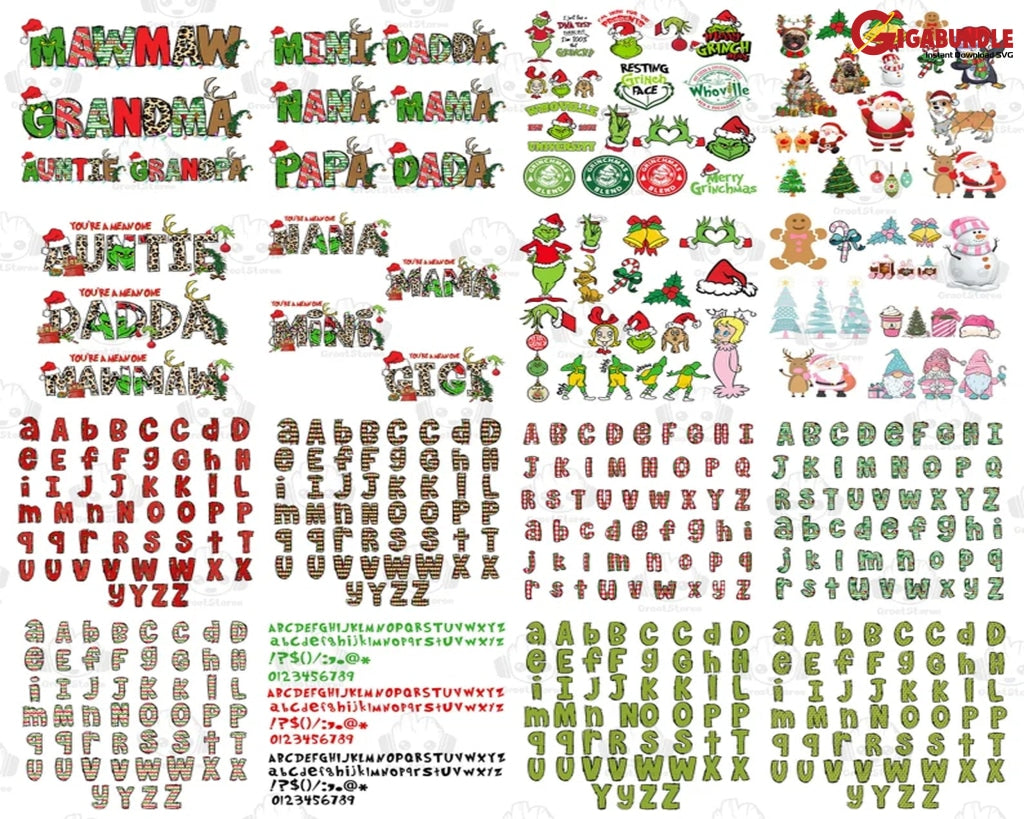 8+ Whole Christmas Alpha Doodle Png Bundle Merry Xmas Png