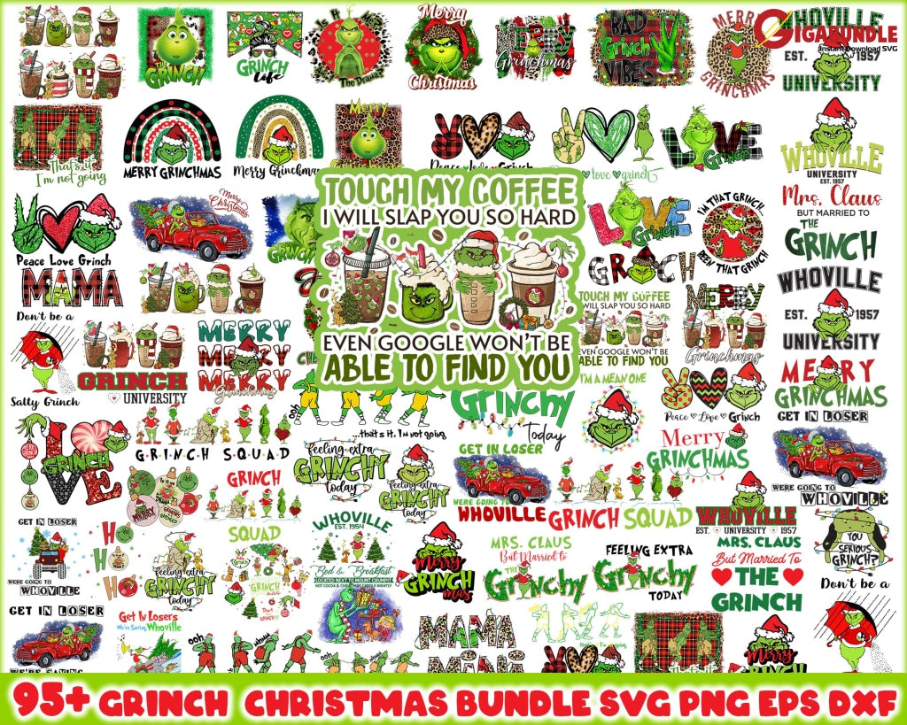 95+ The Grinch Svg Bundle Hand Face Christmas Clipart Cricut Vector Cut File Unique Design