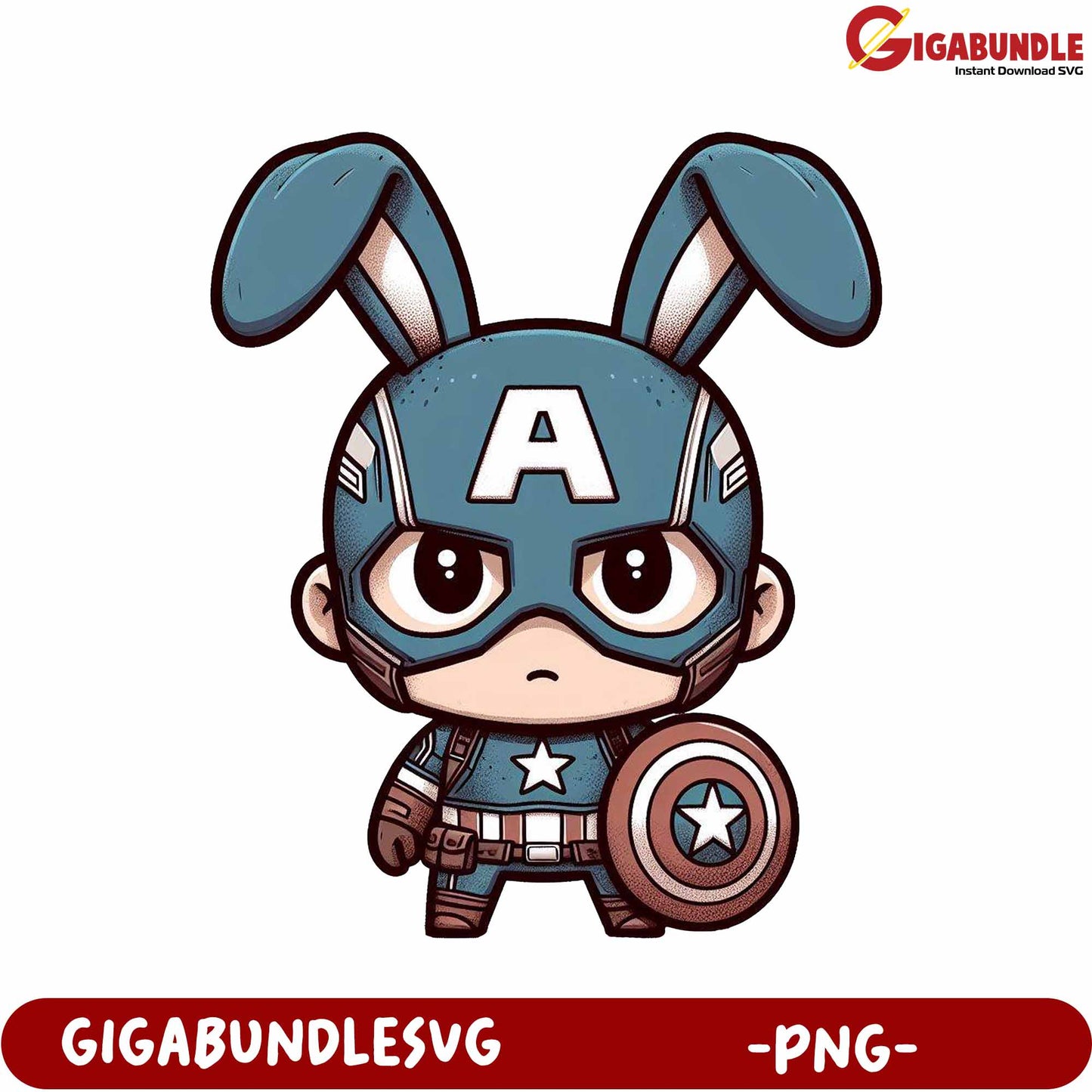 Adorable Bunny Captain Character PNG Instant Download Art